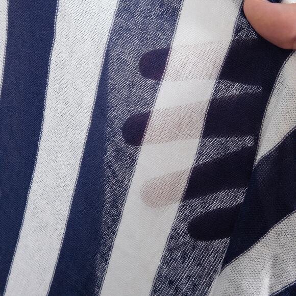 Splendid Striped Cardigan Navy White Open Front Size S Coastal Grandma - Picture 6 of 12